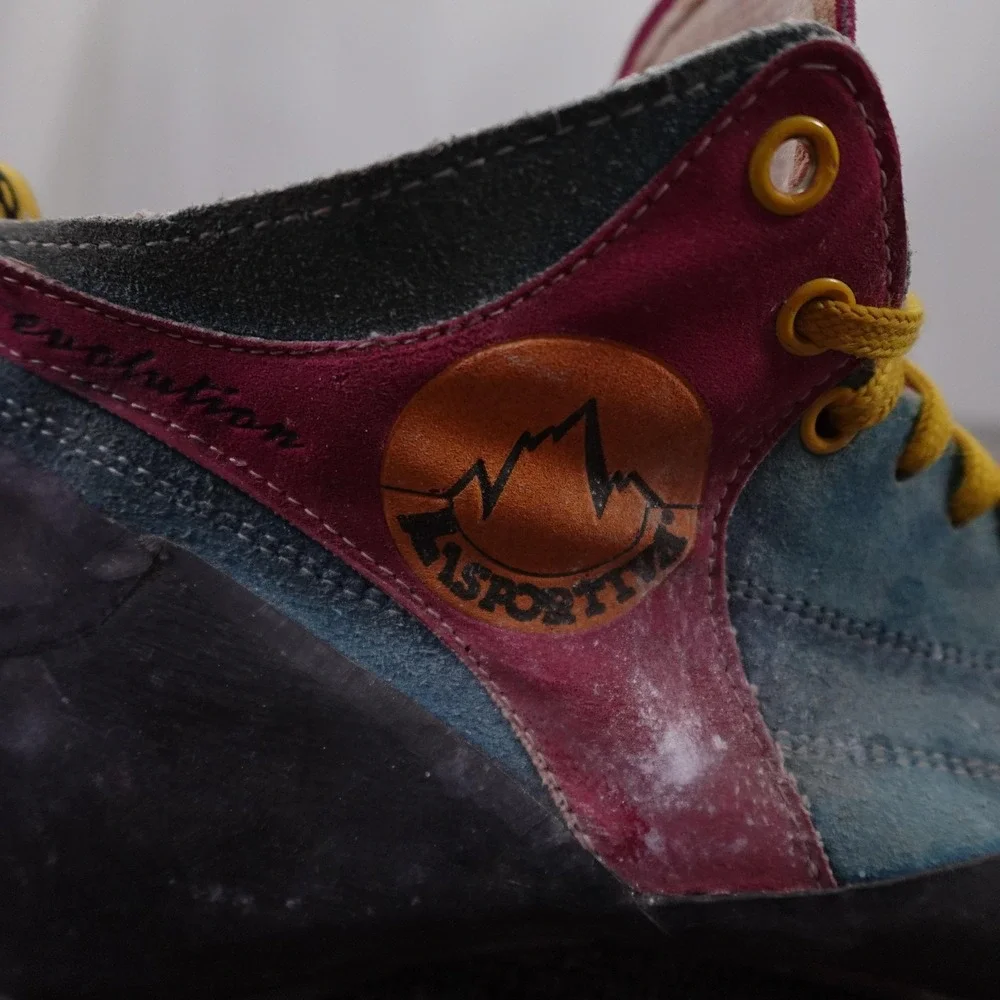 Vintage La Sportiva Kendo Evolution Climbing Shoes Mens 10 EU 43 Teal Pink Rock